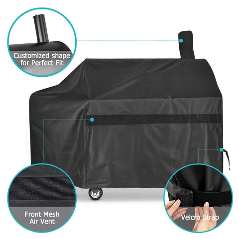 iCOVER offset smoker cover front vent enables airflow to prevent moisture buildup