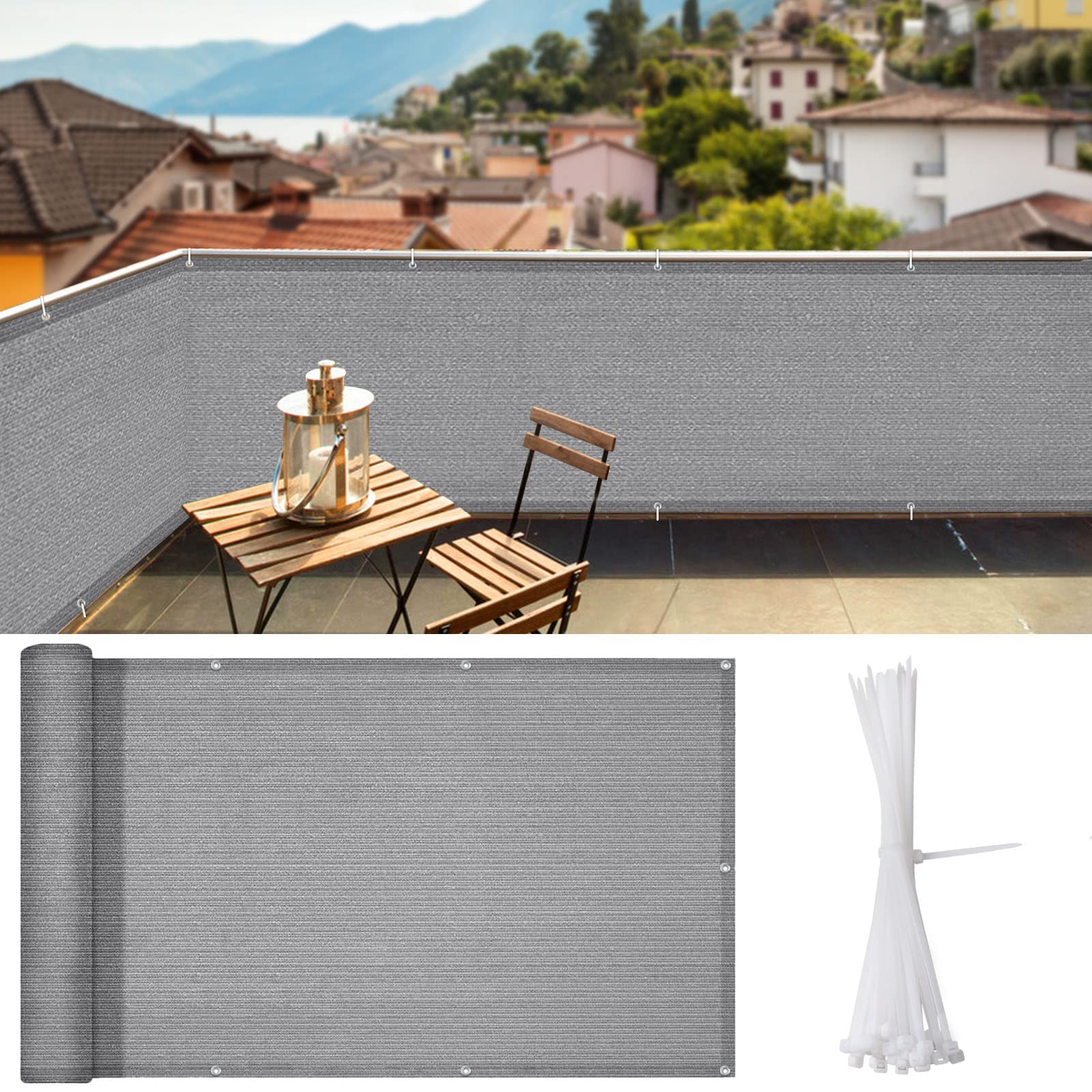 i COVER privacy screen 3x10ft balcony blocks sightlines for private outdoor space.