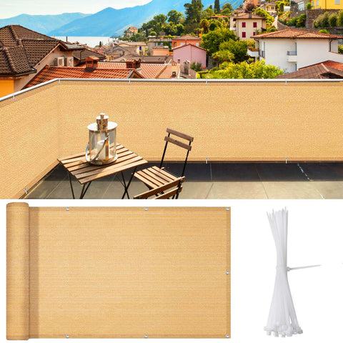 iCover privacy screen on balcony blocks sightlines while preserving breeze
