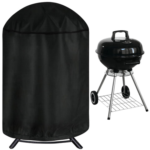 iCOVER round grill cover protecting a 29-inch diameter grill from rain and sun