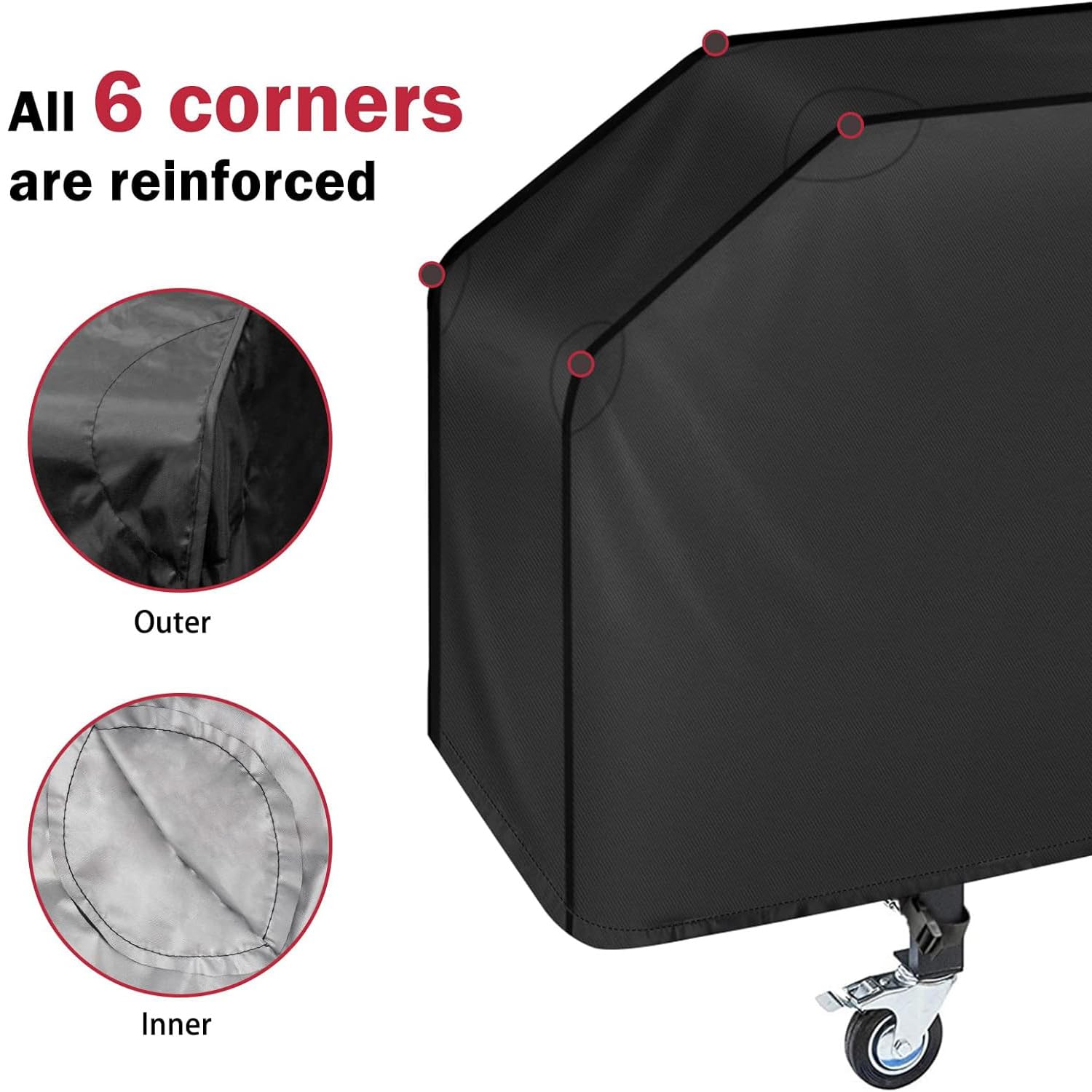 iCOVER side buckles and drawstring keep the 36-inch grill cover secure.