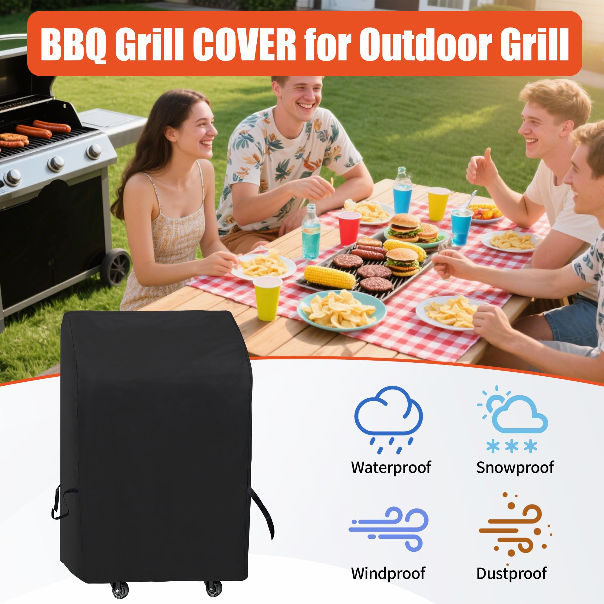 iCOVER grill cover in compact 32x26x43 fits most 30-inch grills.