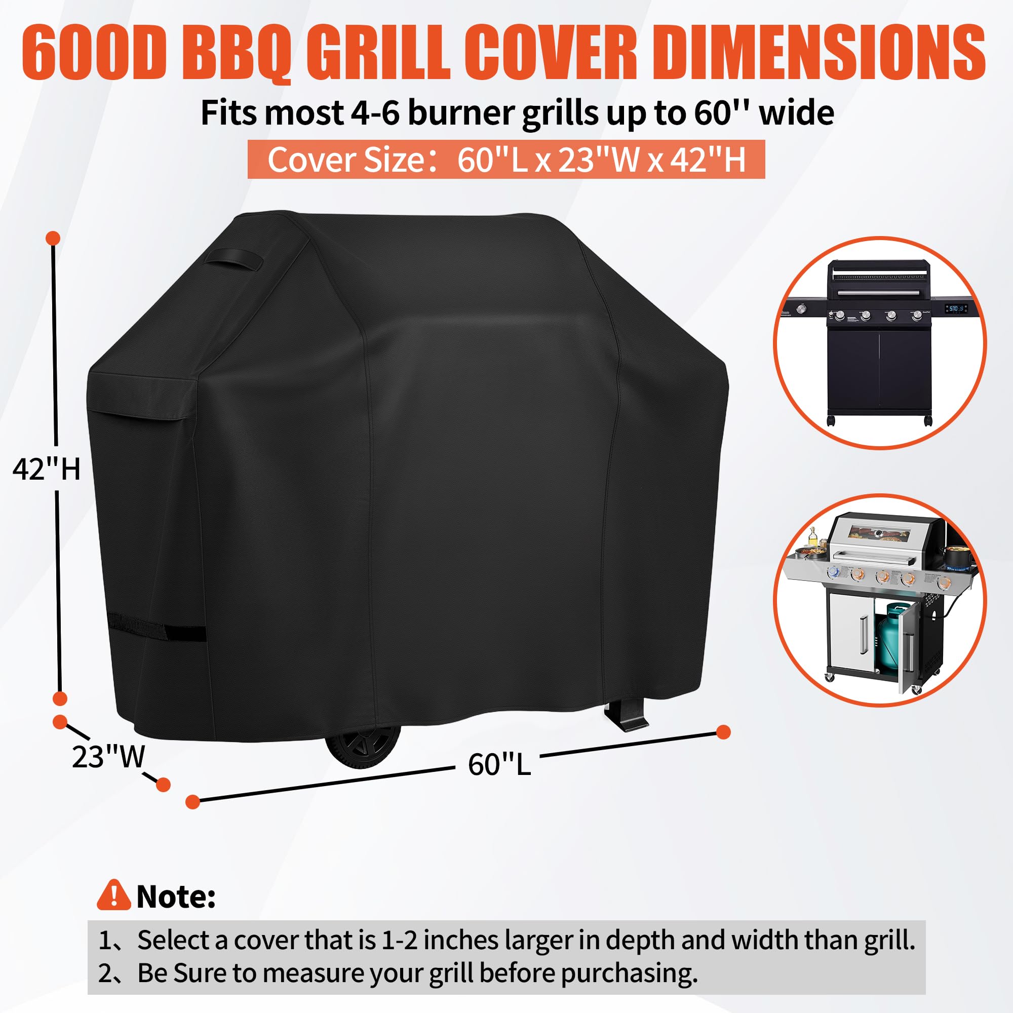 iCover waterproof 600D fabric close-up shows durable weatherproof material.