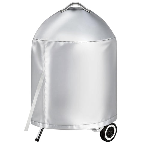 iCOVER Weber 22-Inch Grill Cover front view protecting the kettle from rain and sun