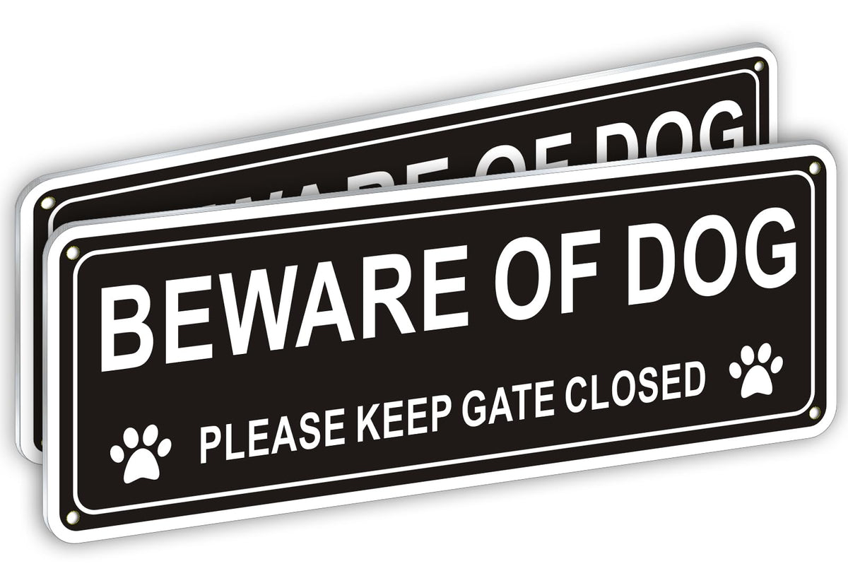 i-CowFun Beware of Dog sign front view with bold contrast for outdoor readability.