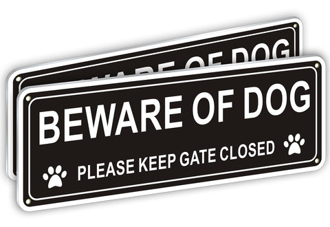 i-CowFun Beware of Dog sign front view with bold contrast for outdoor readability.