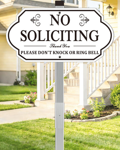 i-CowFun No Soliciting Sign—house front view for a clear message.