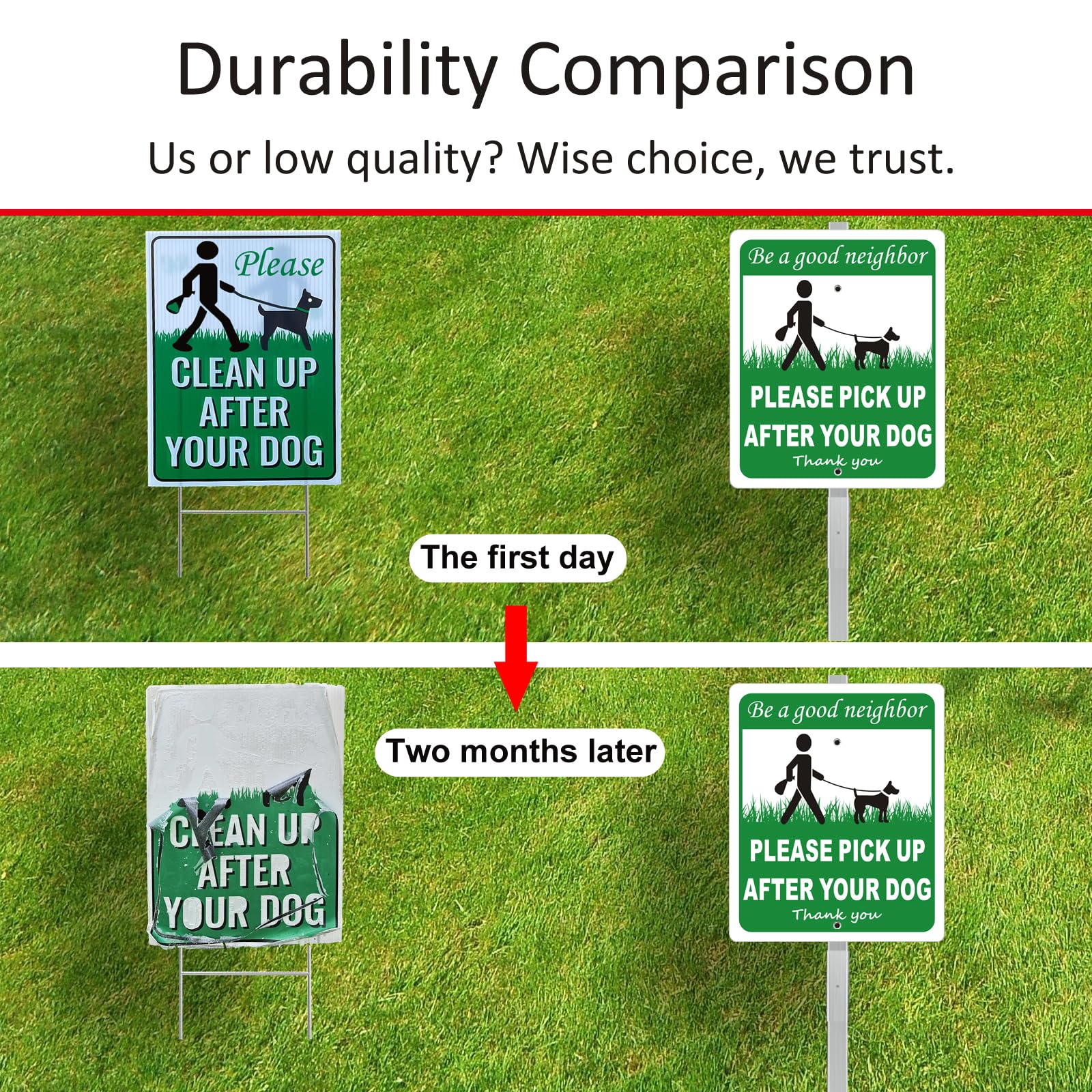 i-CowFun 28-inch aluminum stake securing the sign for durable outdoor placement.
