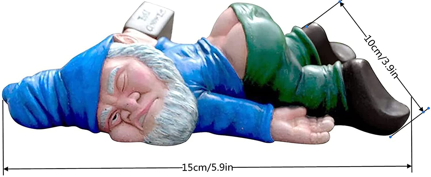 IcyAits funny drunk dwarf garden gnome decor for patios and yards.