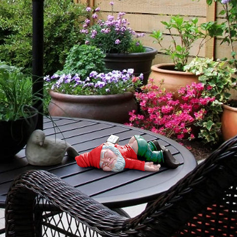 IcyAits funny-gnome-drink-pose-decor creates whimsical focal point on any lawn.