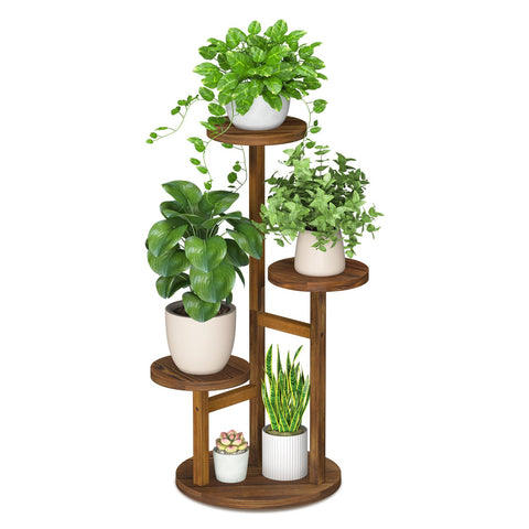 idavosic.ly 3-tier plant stand full view highlighting sturdy pine wood construction