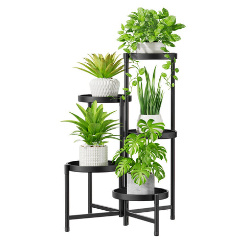 iDavosic.ly 5-tier plant stand assembly demonstrates tool-free setup for quick indoor display.