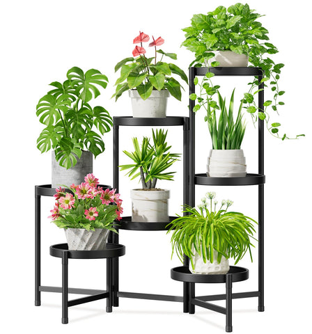 iDavosic.ly 7-tier plant stand assembly enables quick tool-free setup for indoor or outdoor use