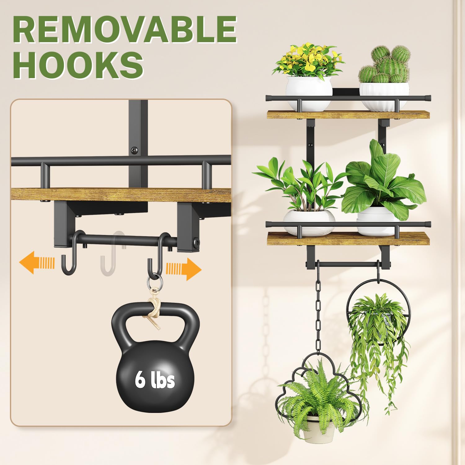 iDavosic.ly extra-wide shelf fits planters up to 6.37 inches.