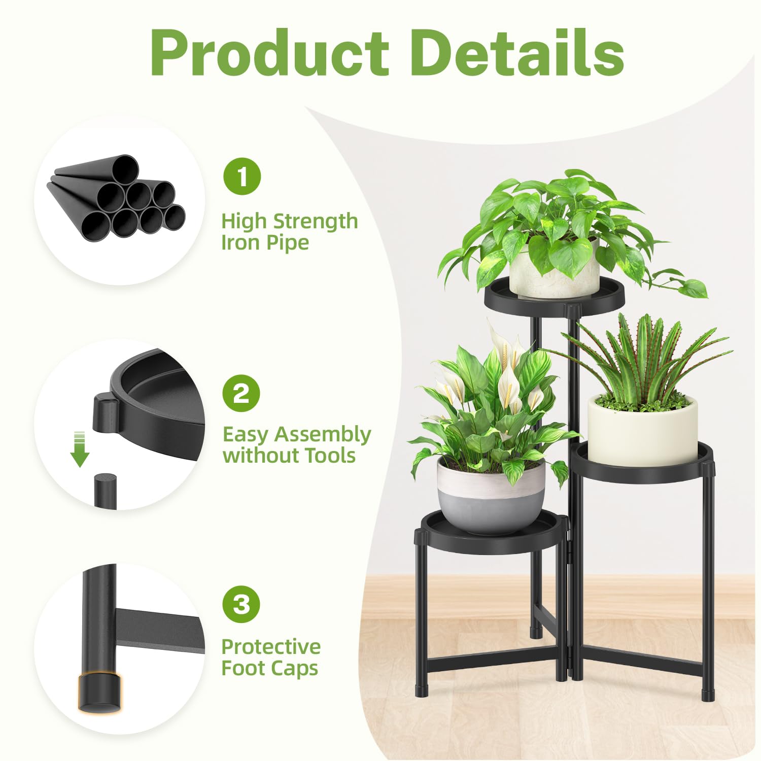 idavosic.ly modern black plant stand adds contemporary flair to any room.