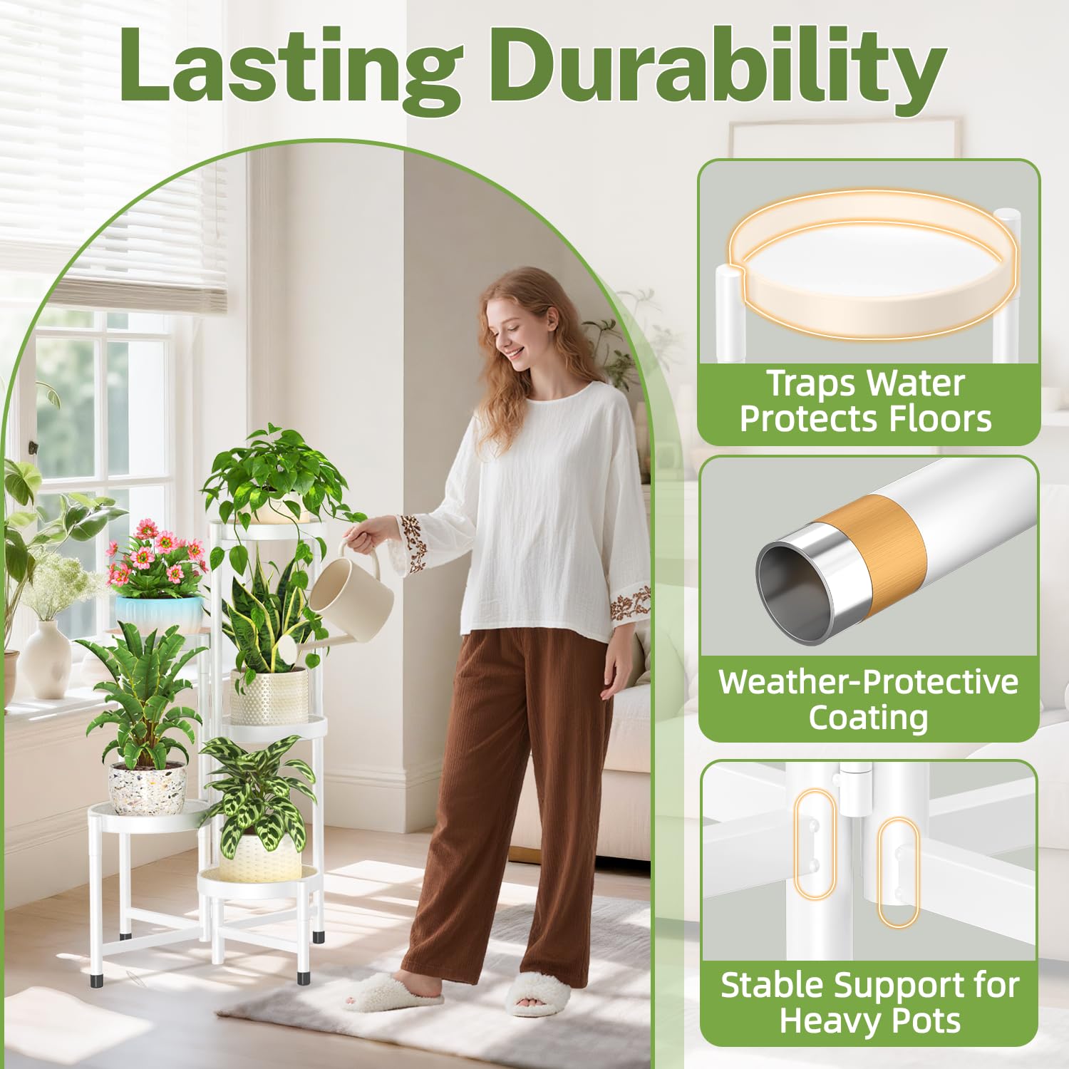 iDavosic.ly plant stand 7.9-inch trays accommodate pots up to 7.5 inches