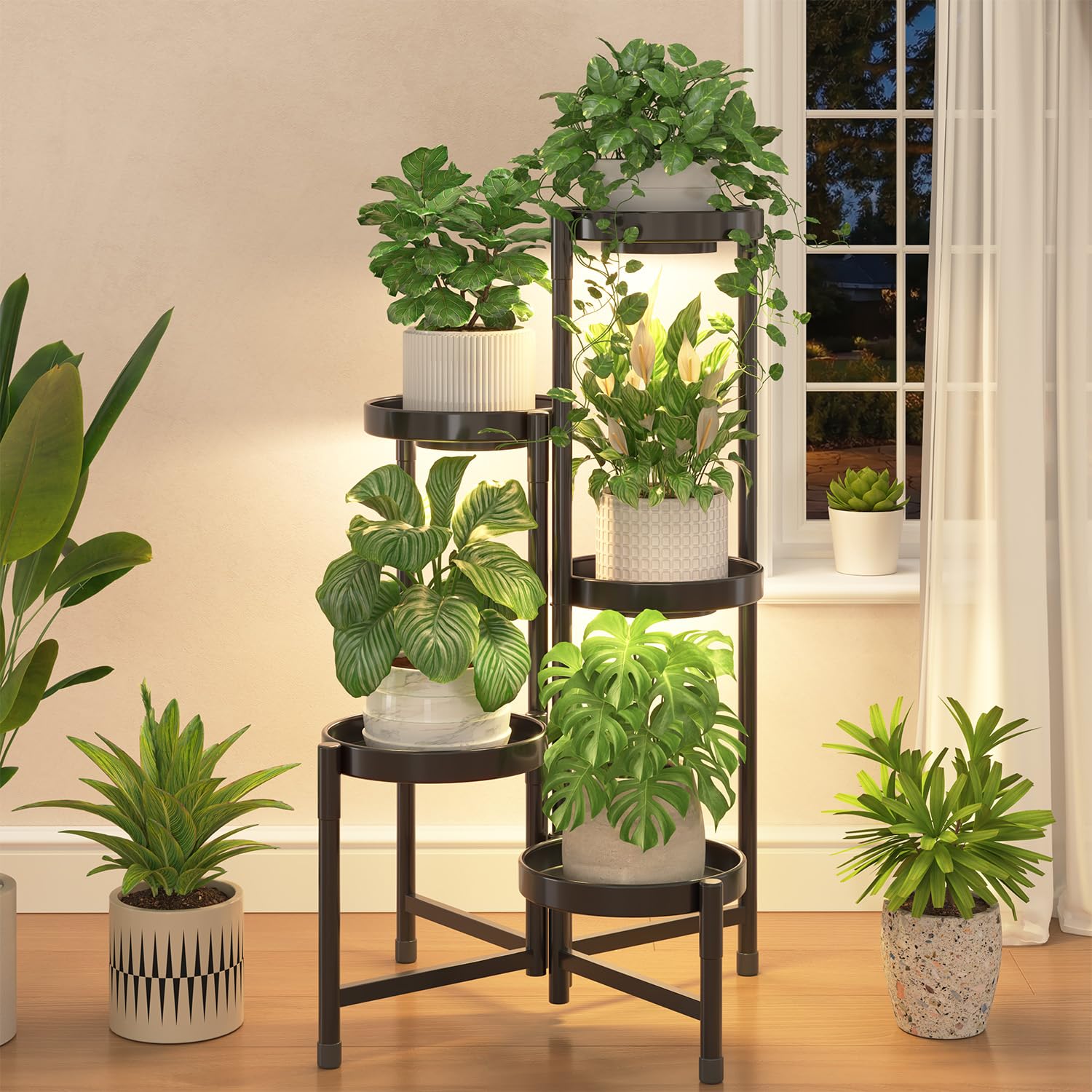 iDavosic.ly plant stand with grow light enhances indoor plant display for vibrant greens