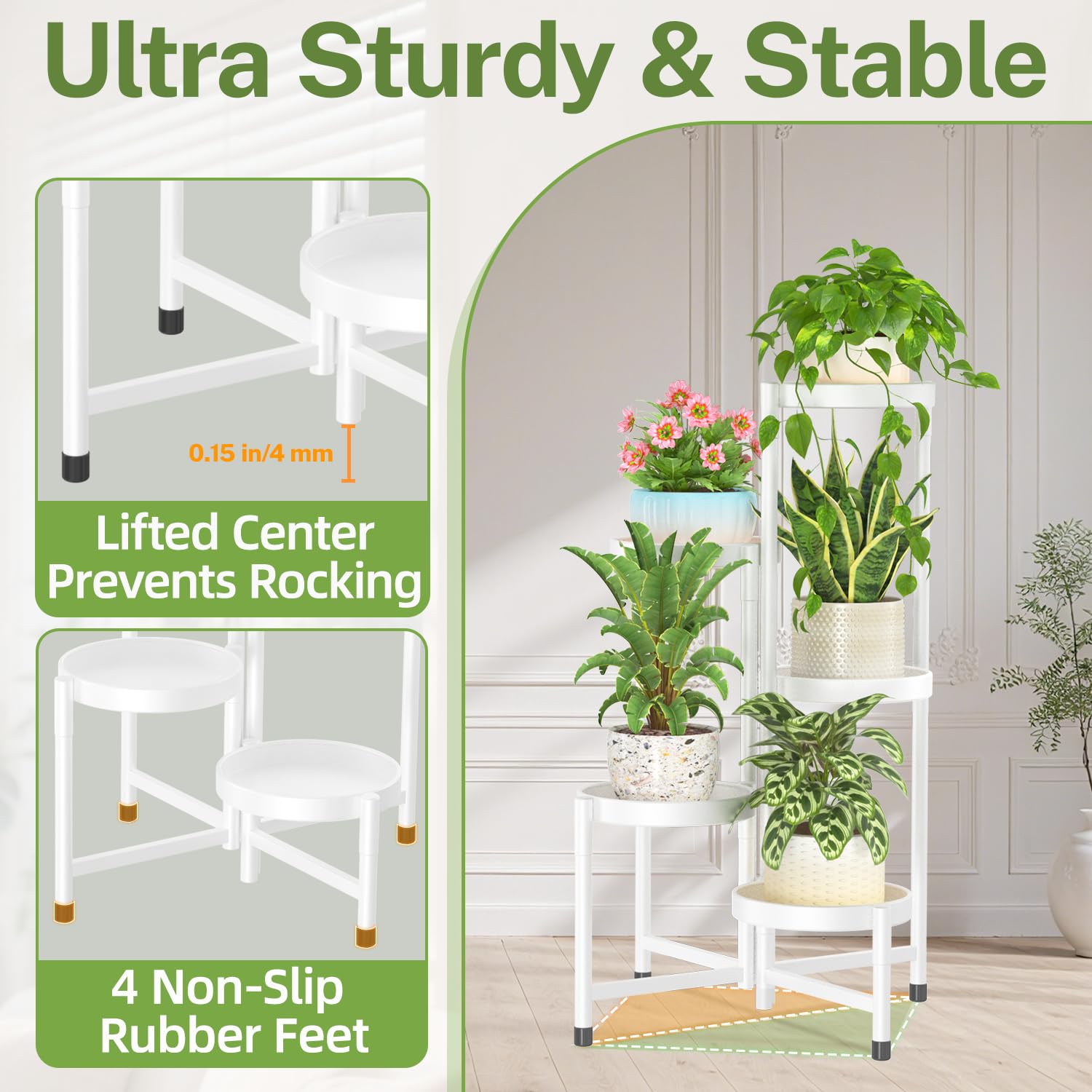 iDavosic.ly plant stand triangular-base illustrating floor-safe, sturdy support