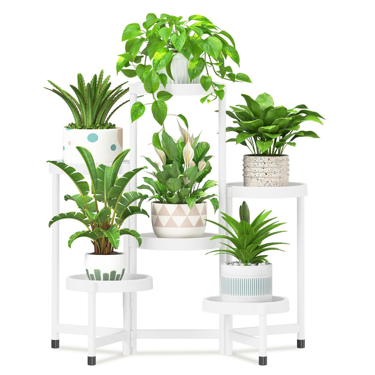iDavosic.ly 6-tier plant stand assembly highlights quick, screw-free setup for indoor spaces