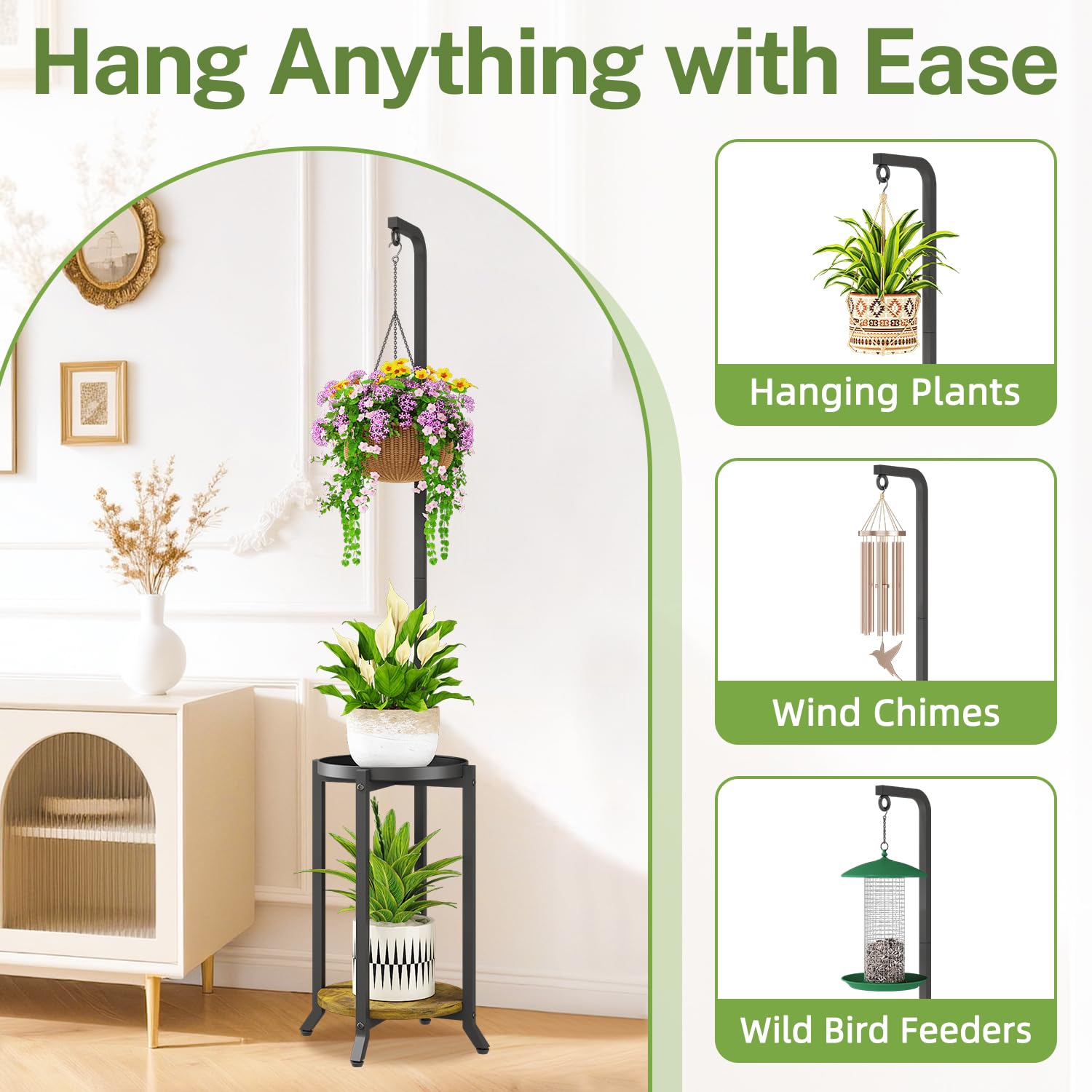 iDavosic.ly heavy-duty metal plant stand supports medium to heavy pots securely.