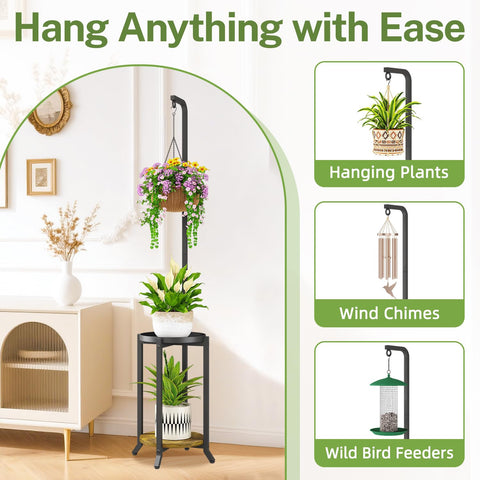 iDavosic.ly heavy-duty metal plant stand supports medium to heavy pots securely.