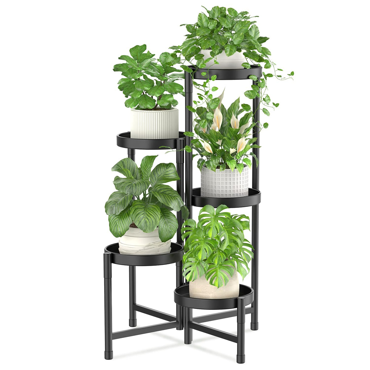 iDavosic.ly plant stand with 5-tier corner display for organized indoor plant collection.