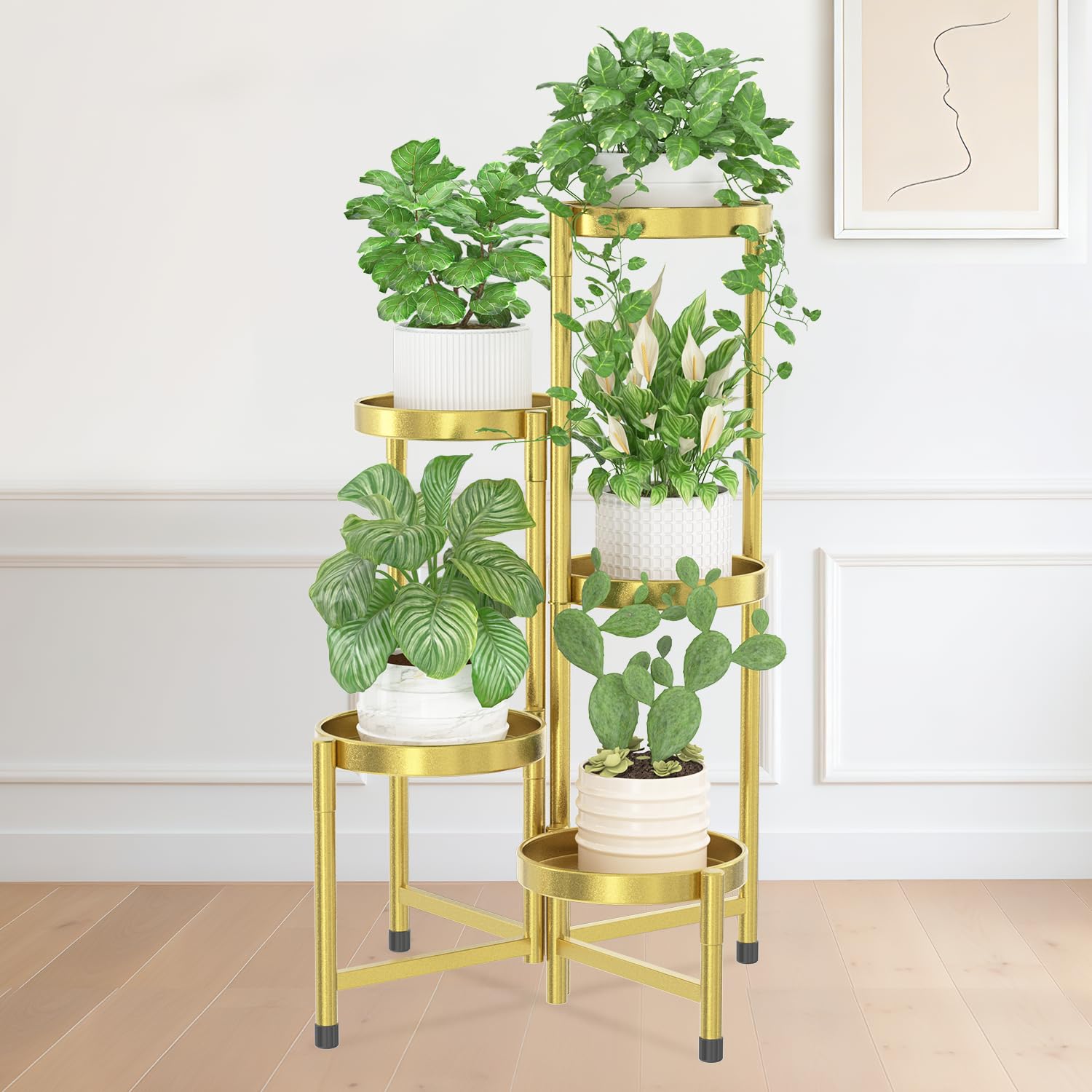 iDavosic.ly plant stand corner-display-5tier keeps pots organized in tight corners.