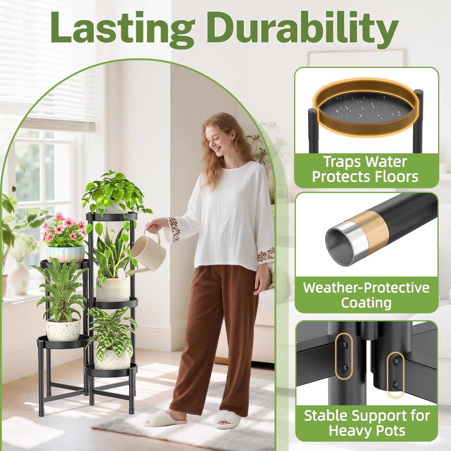 iDavosic.ly seamless tray keeps floors clean by containing soil and water.