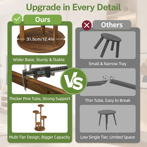iDavosic.ly solid pine wood plant stand—durable construction for long-lasting decor.