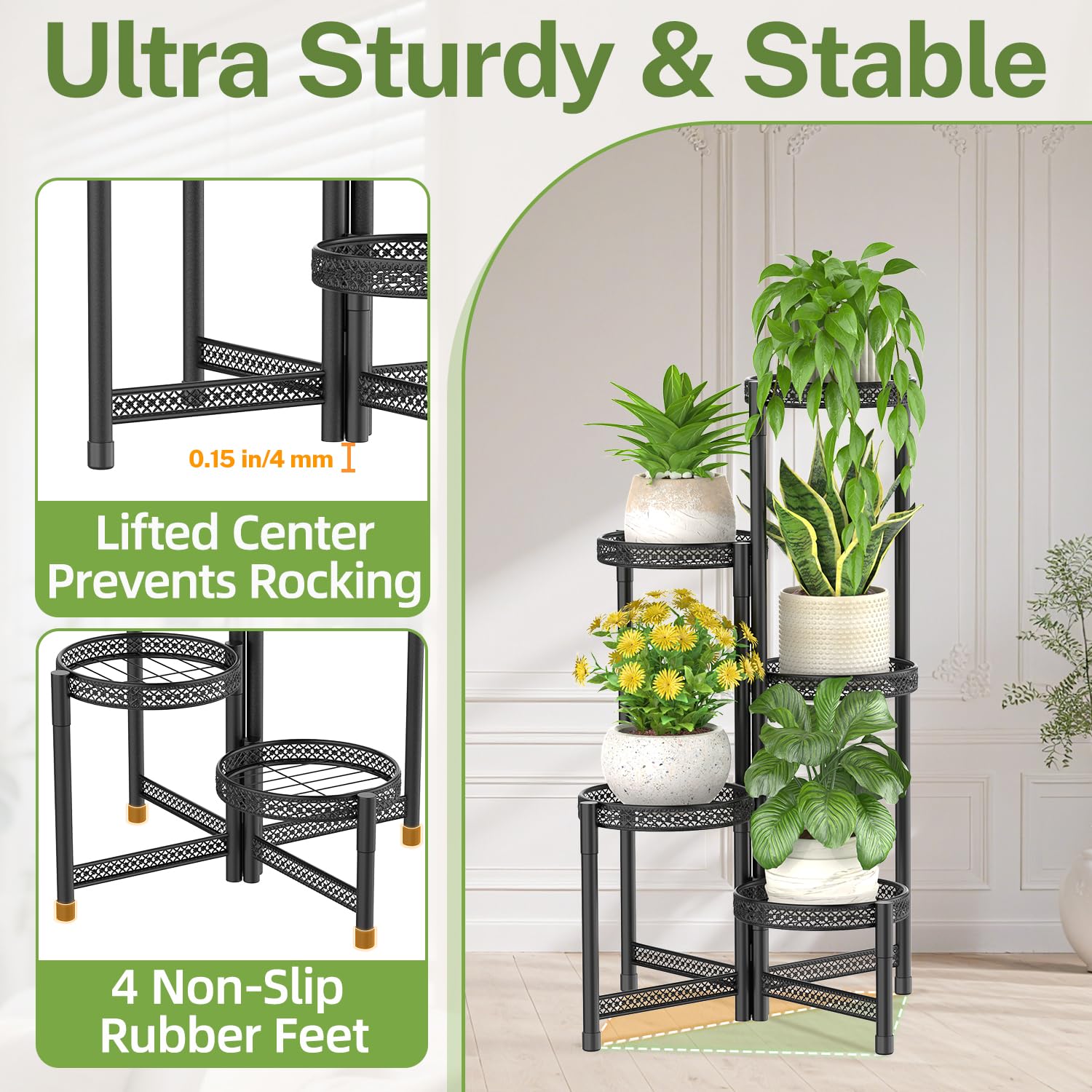 iDavosic.ly sturdy all-iron frame ensures a stable plant display