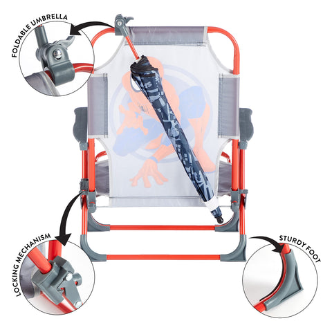 Idea Nuova Marvel Spiderman kids chair compact dimensions for travel.