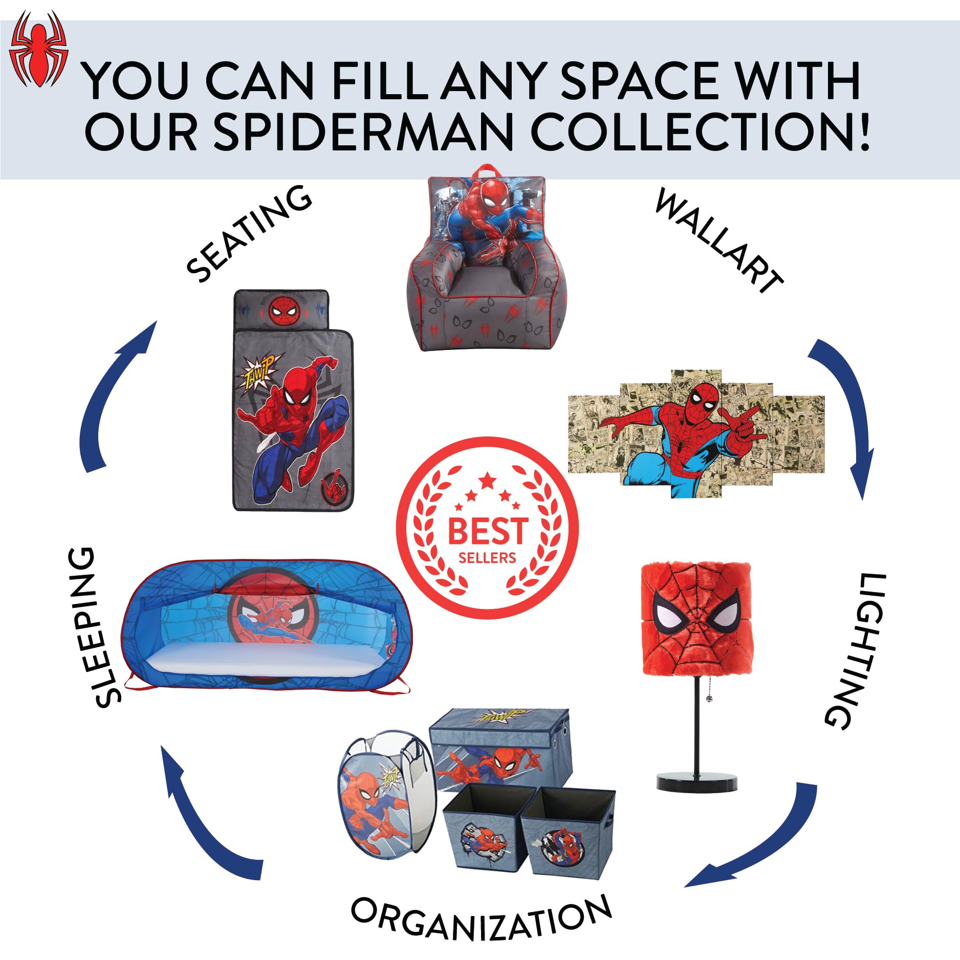 Idea Nuova Marvel Spiderman kids chair sturdy metal frame.