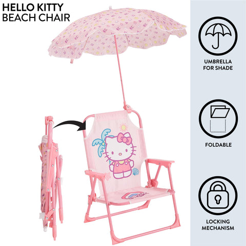Idea Nuova Hello Kitty chair folds compactly for easy transport and storage.