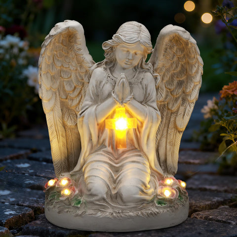 IDEA SHOW Solar Angel Garden Statue with LED light brightens outdoor spaces