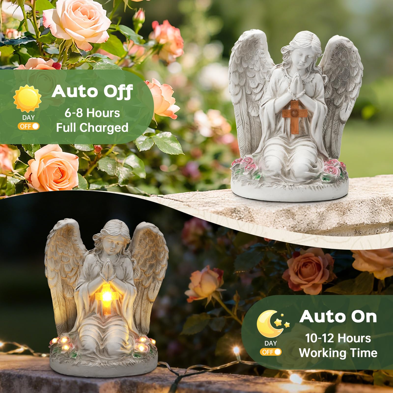 IDEA SHOW Solar-powered statue with auto on/off for easy lighting
