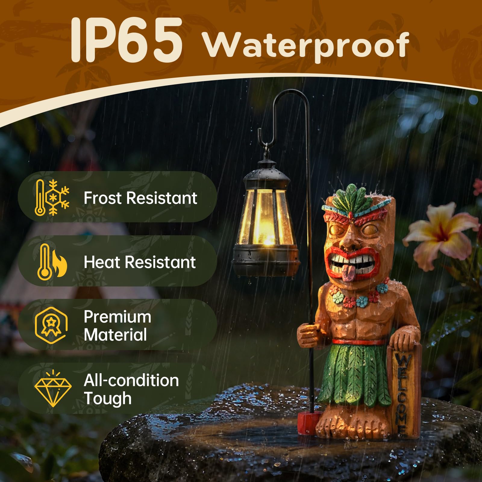 IDEA SHOW tiki bar statue on patio creates instant tropical vibe at night