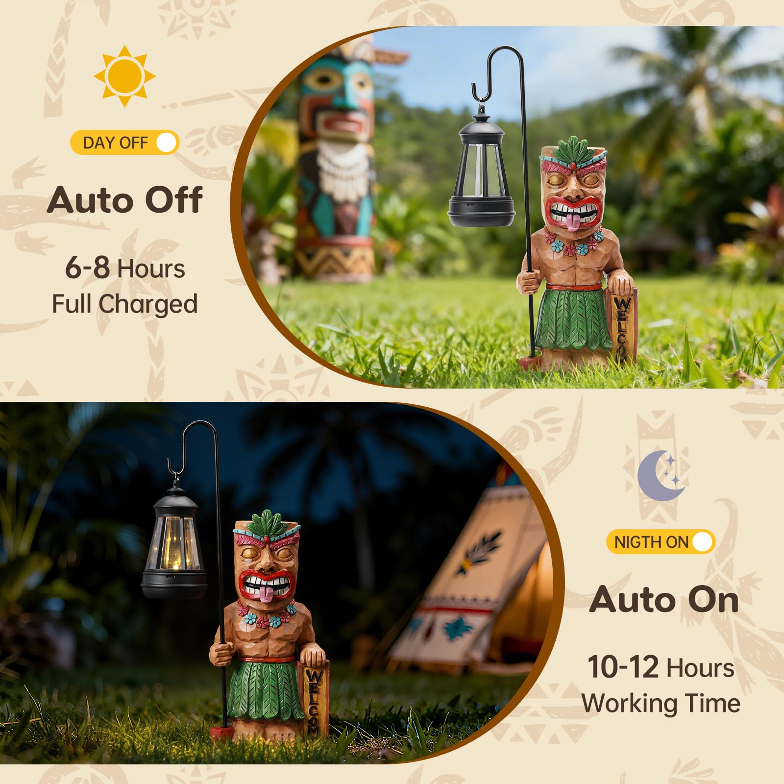 IDEA SHOW waterproof outdoor tiki statue adds charm to lawn with glow
