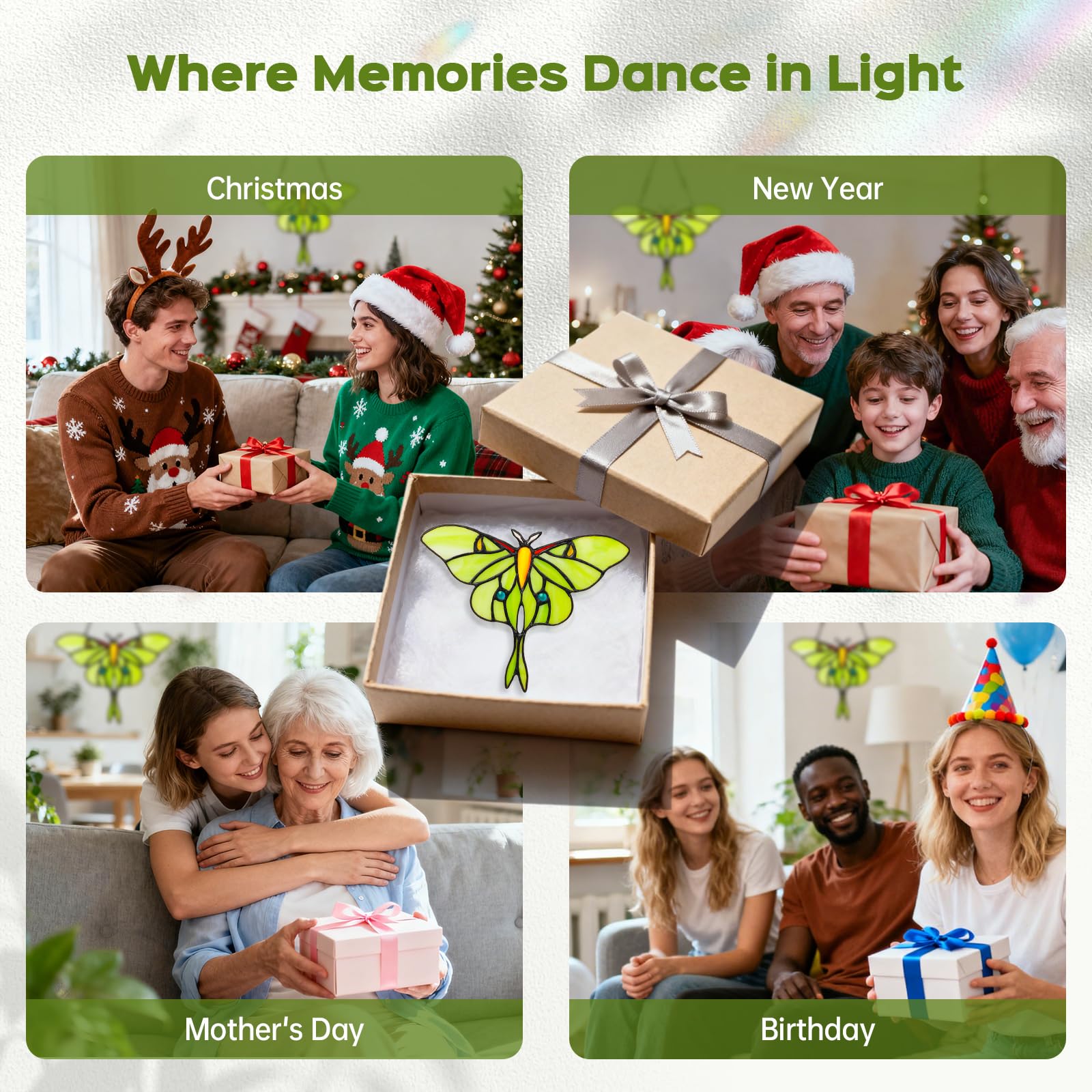 IDEA SHOW Stained glass ornament is durable for indoor or outdoor display.