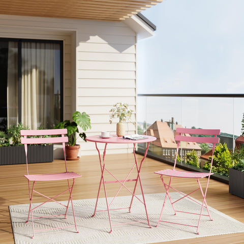 IDEALHOUSE bistro chairs pink folding pair designed for easy portability