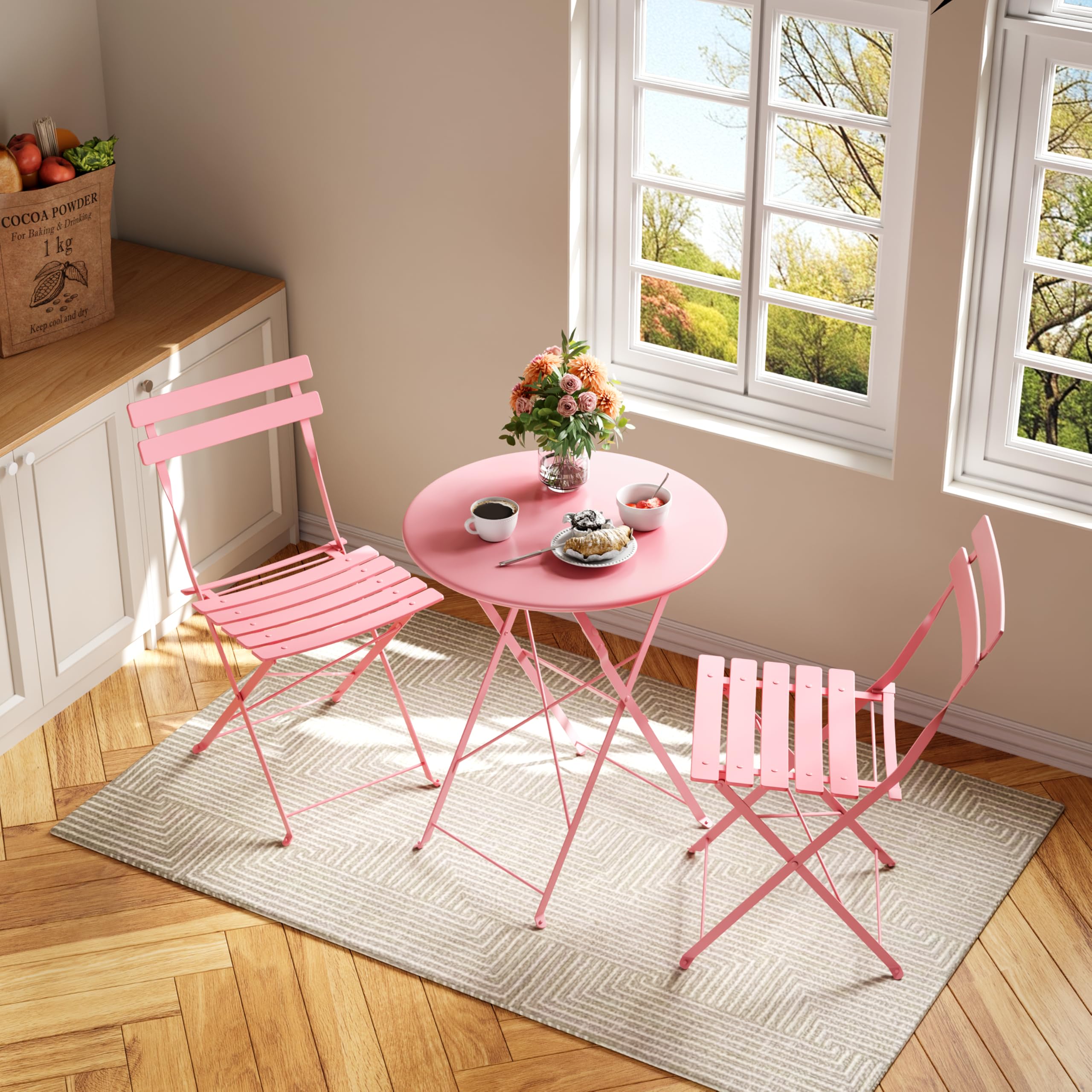 IDEALHOUSE foldable patio table and chairs stored compactly