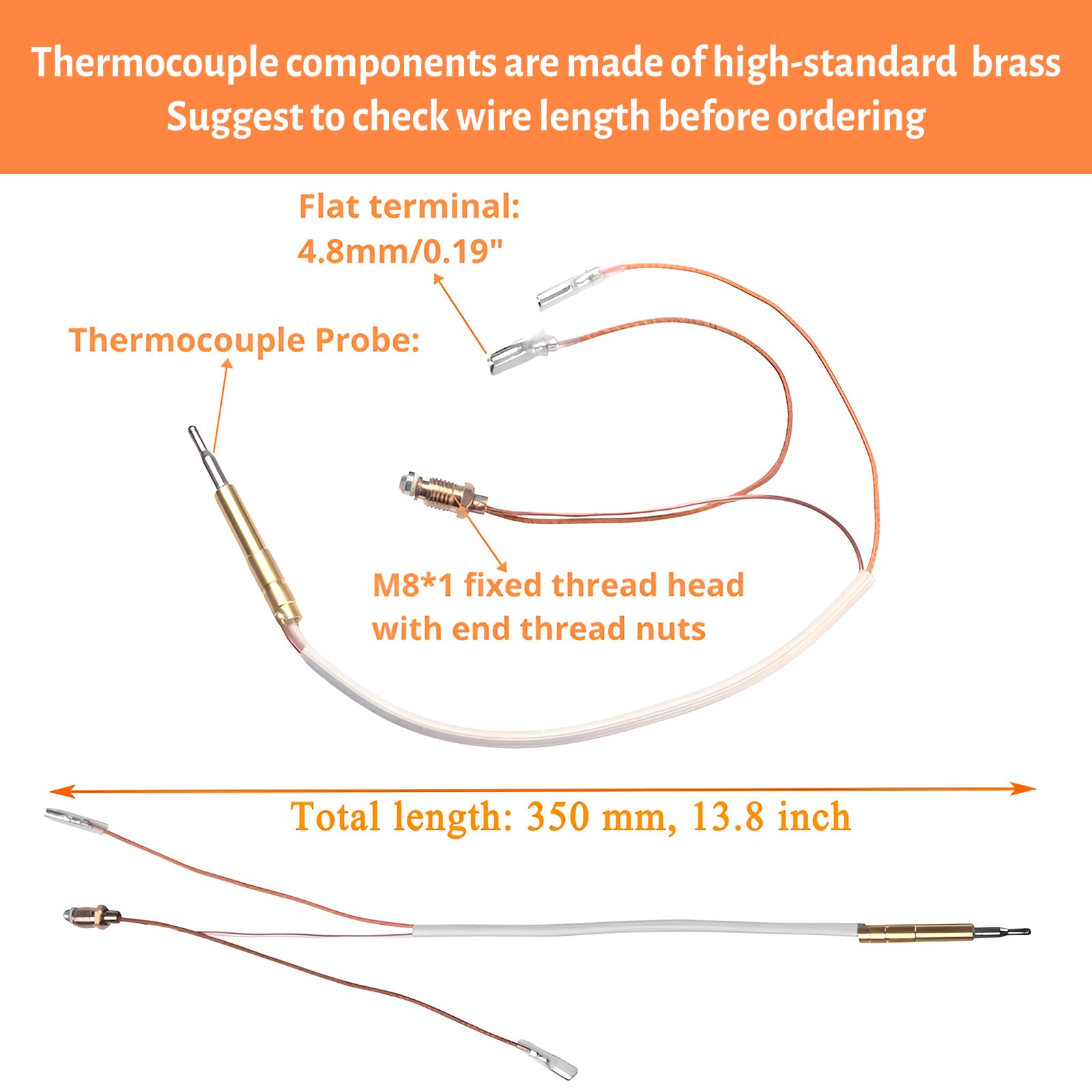 IDEASURE 350mm thermocouple wire offers extended reach for flexible installations.