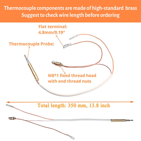 IDEASURE 350mm thermocouple wire offers extended reach for flexible installations.