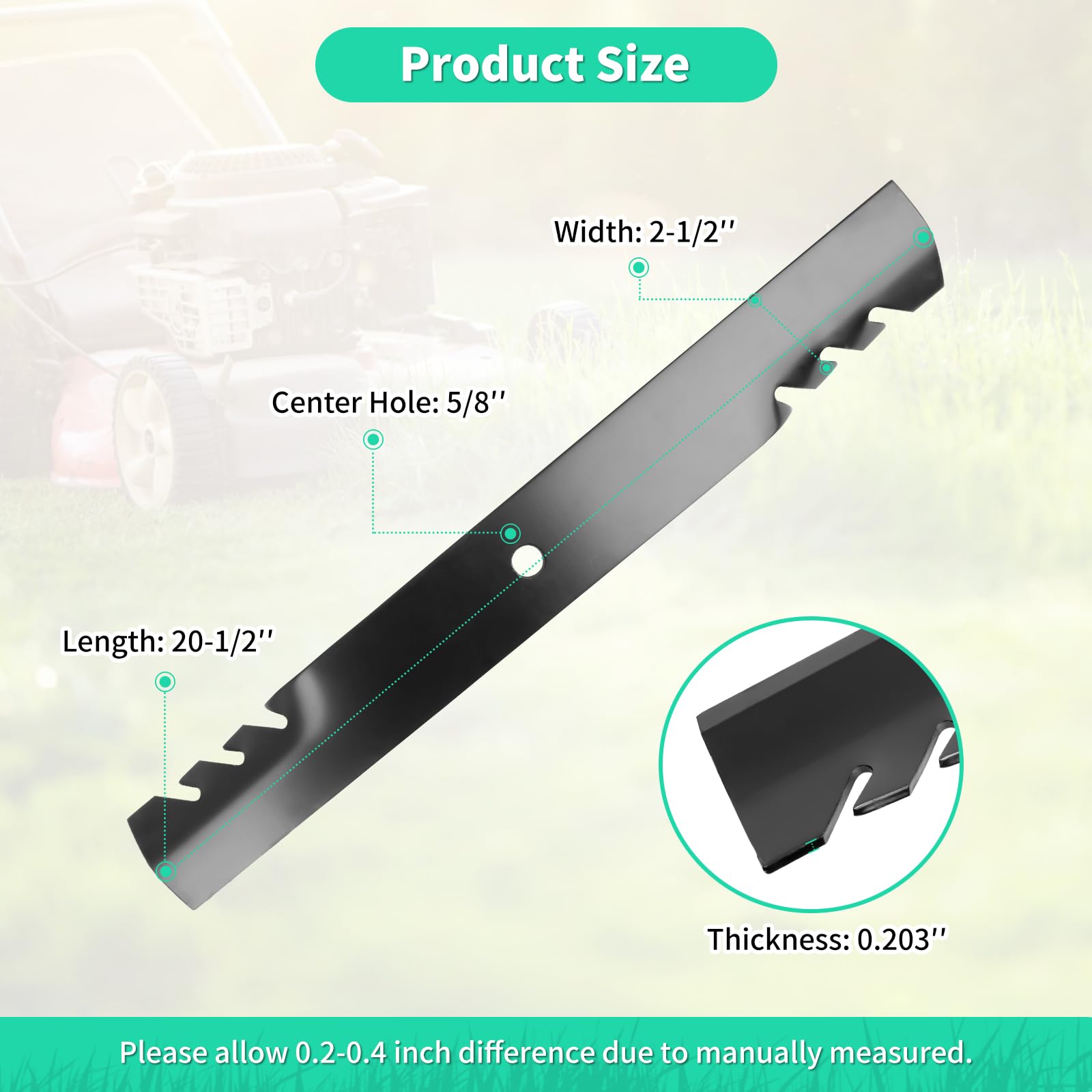 IDEASURE 60inch mulching blades pack ensures clean, even cuts across tall grass.