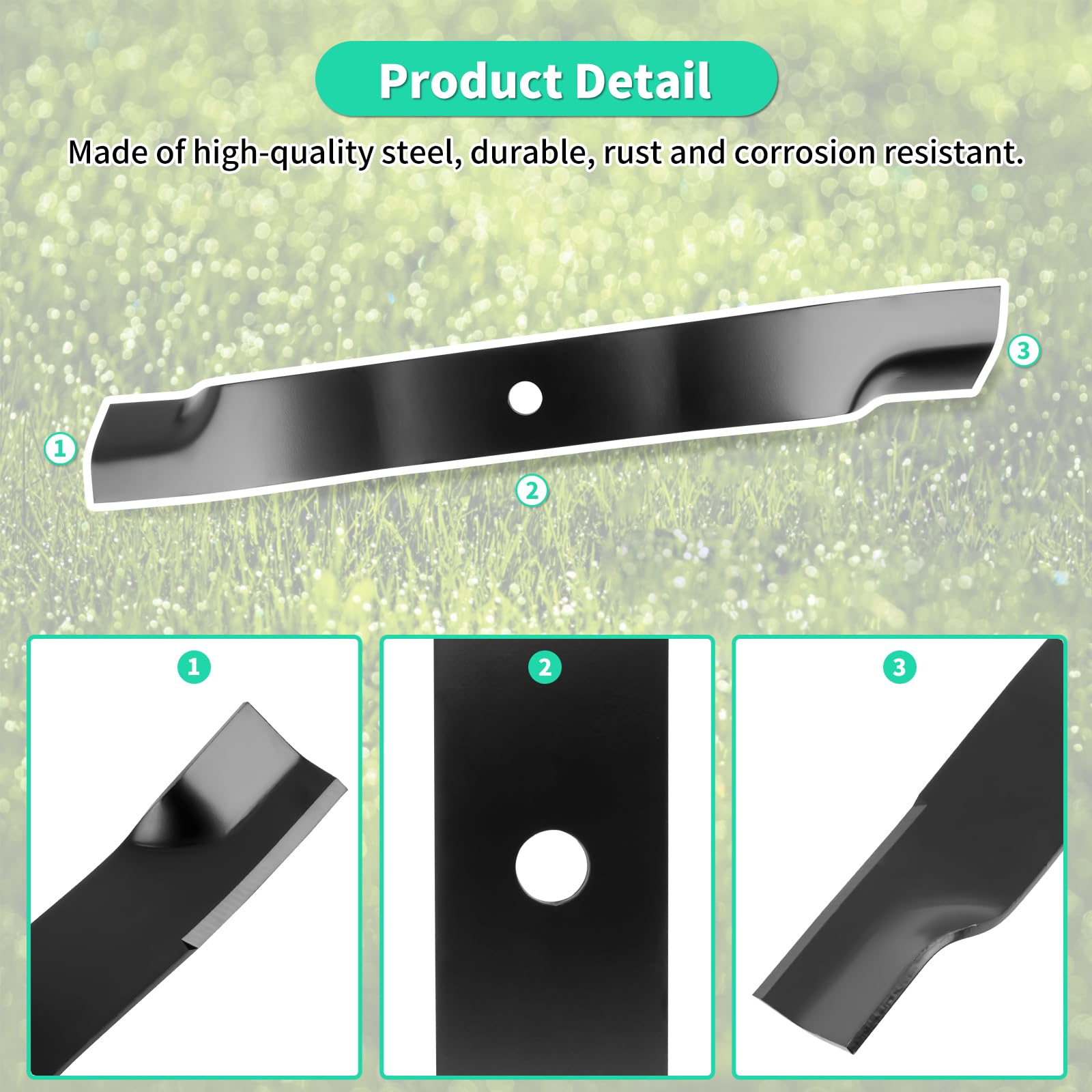 IDEASURE M143749 high-lift blade fits 72-inch decks for efficient mowing.
