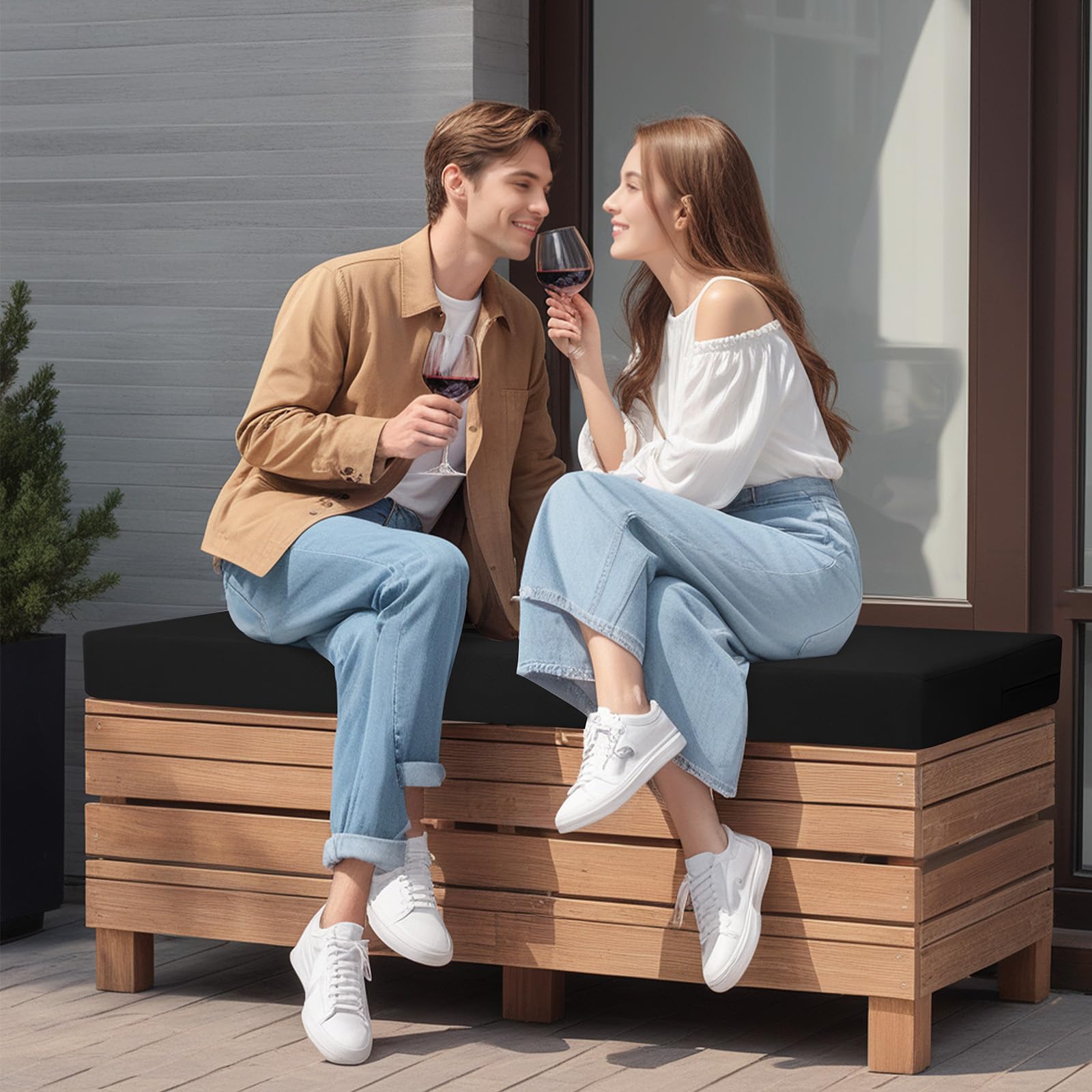 idee-home bench cushion 3inch density foam supports comfortable seating