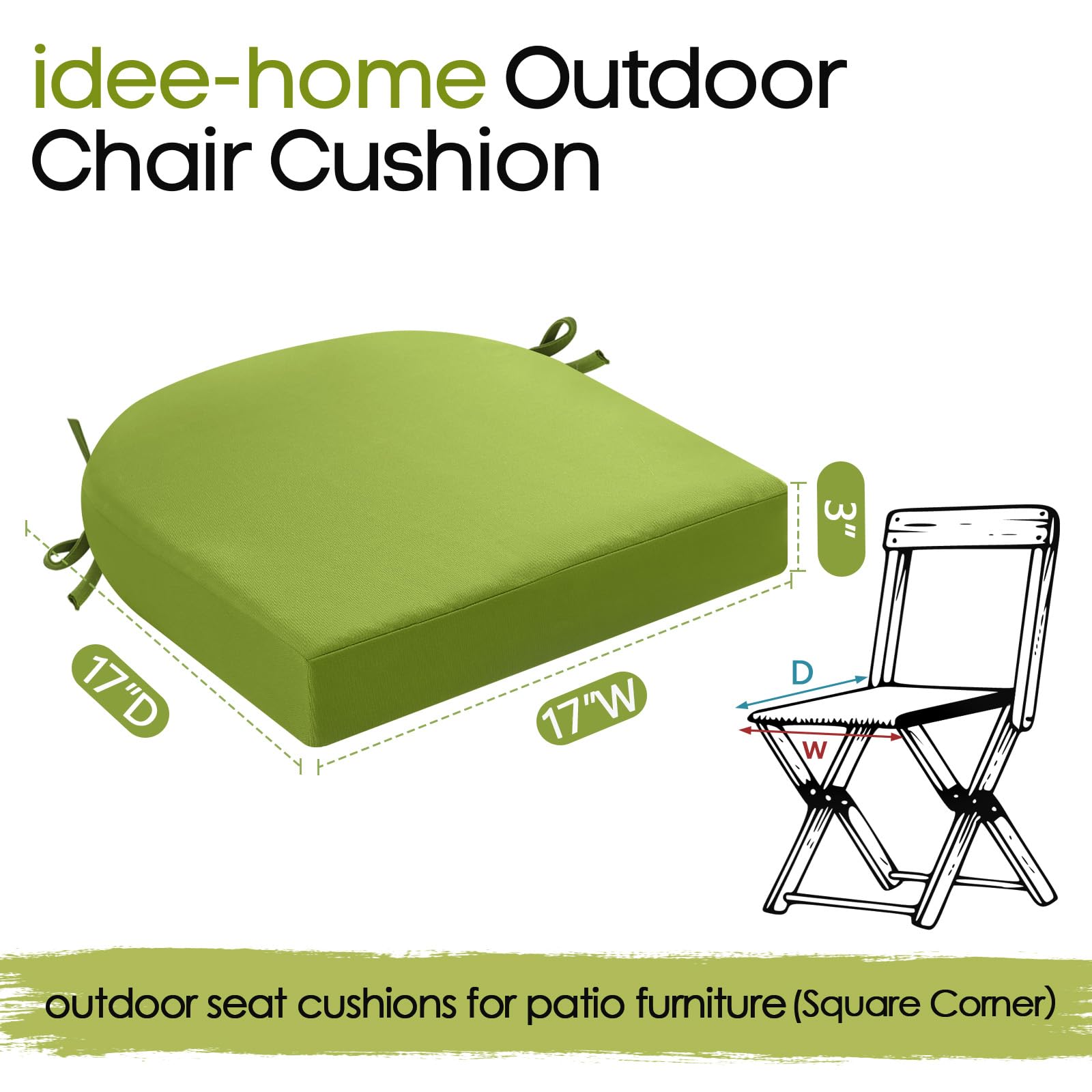 idee-home cushion with four ties stays securely on chairs