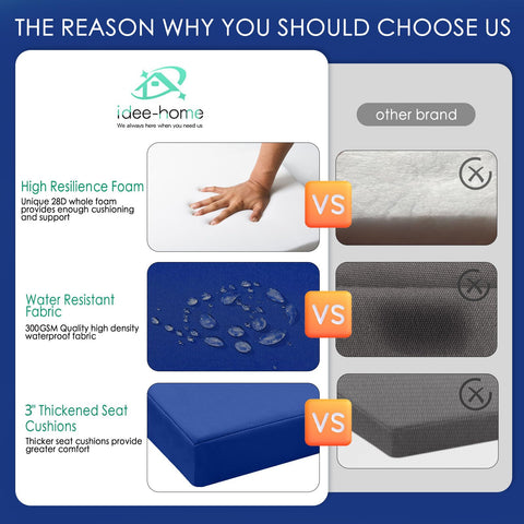 idee-home waterproof outdoor cushions protect foam and extend outdoor use.