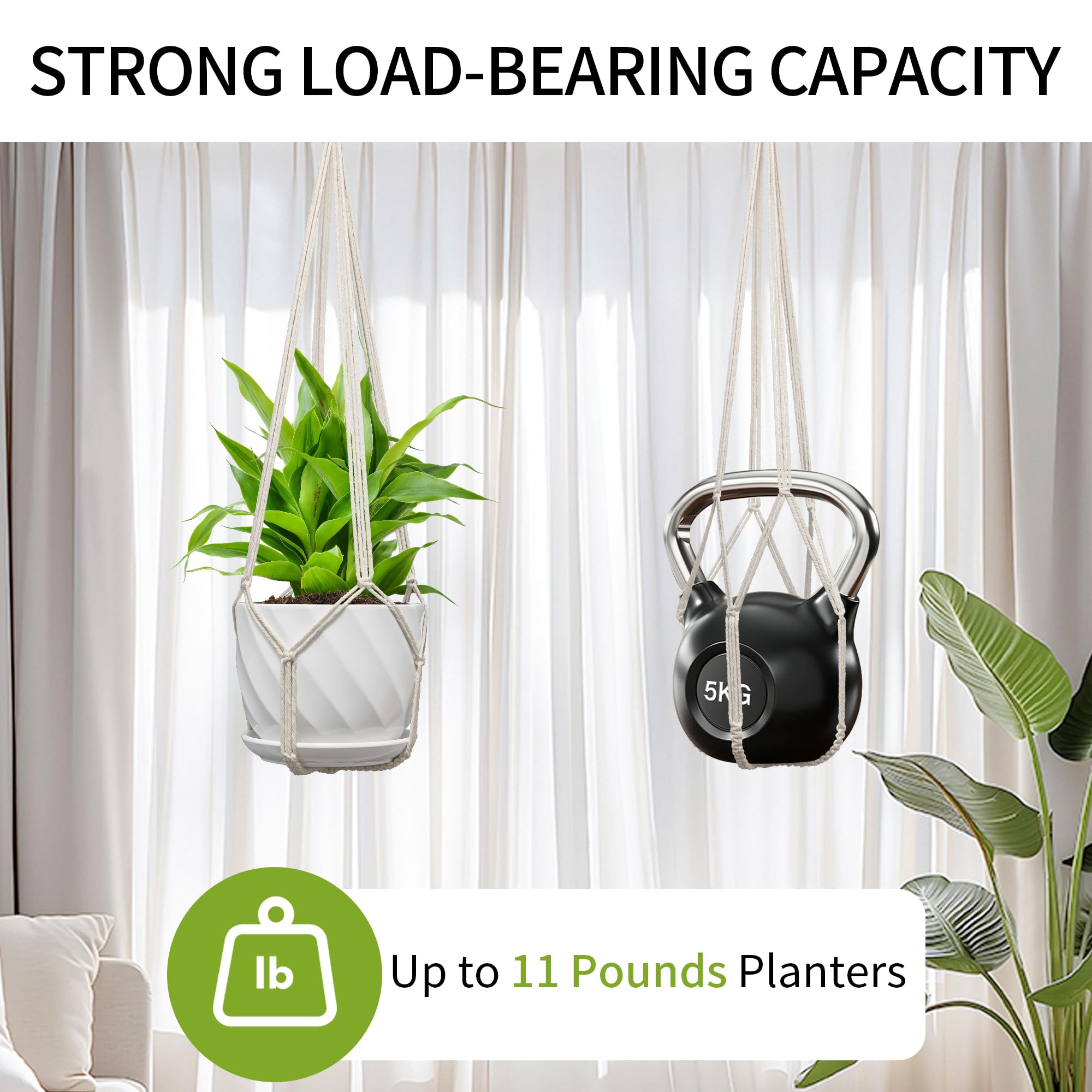 IDEeepan hanging plant holder shown being installed quickly on a ceiling hook.