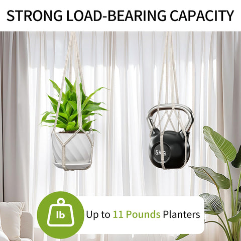 IDEeepan hanging plant holder shown being installed quickly on a ceiling hook.
