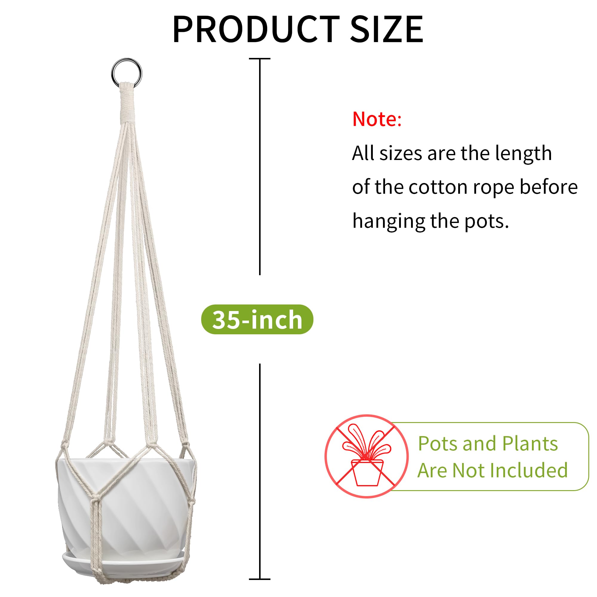 IDEeepan white macrame hanger in a bright kitchen or living room setting.
